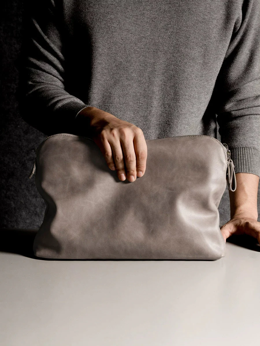 Top Grain Leather Zip Folio
