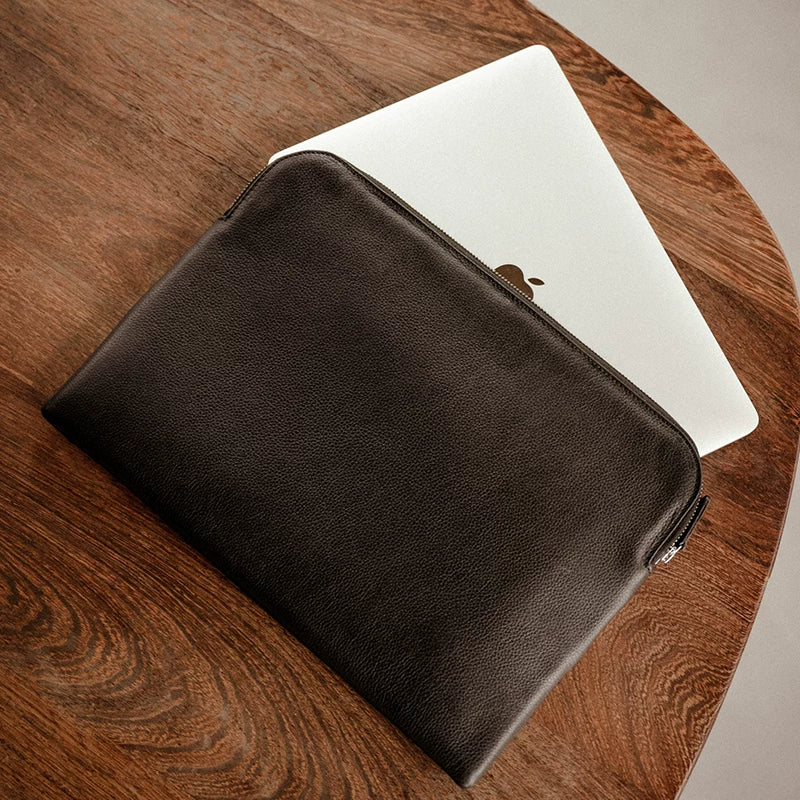 Top Grain Leather Zip Laptop Sleeve - Image 7