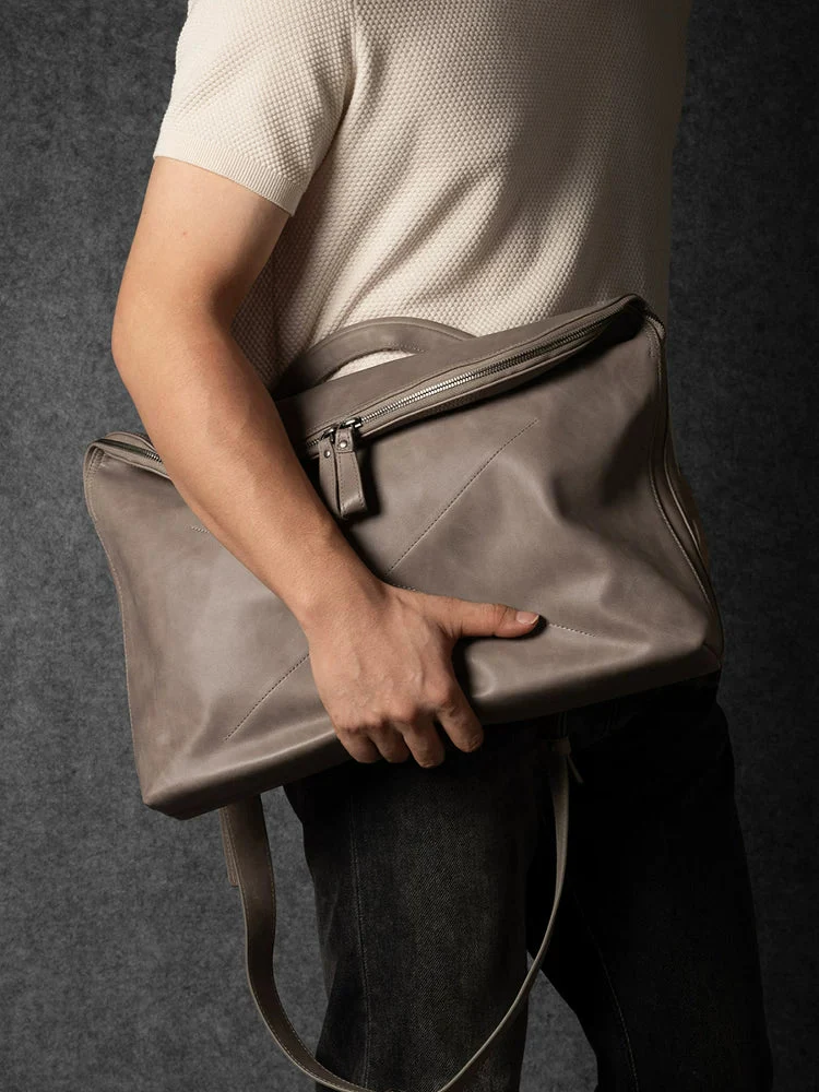 Top-Grain Leather Zip Messenger