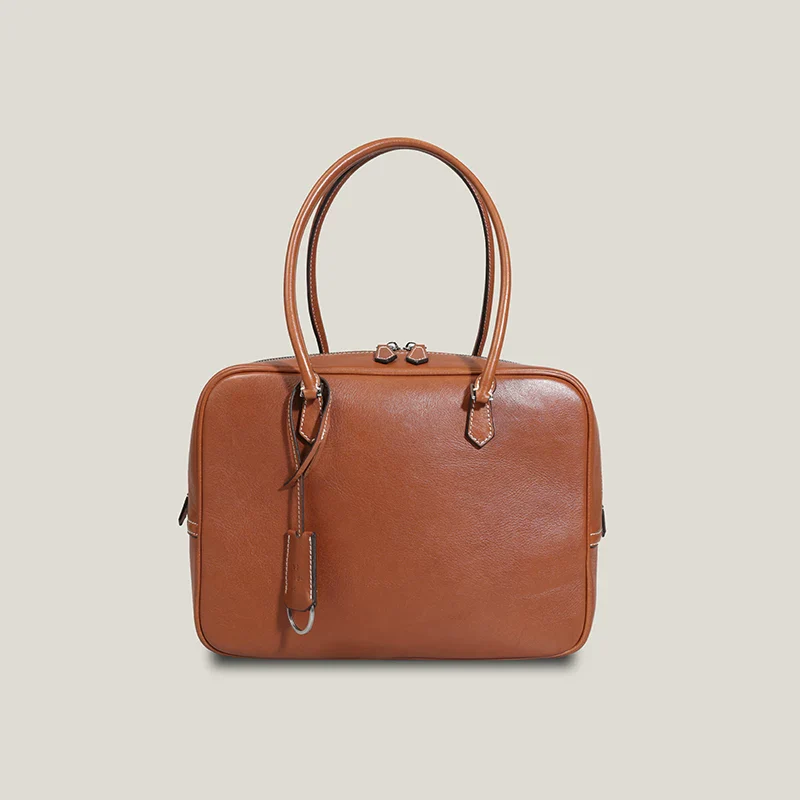 Top-Grain Leather Zip-Top Satchel