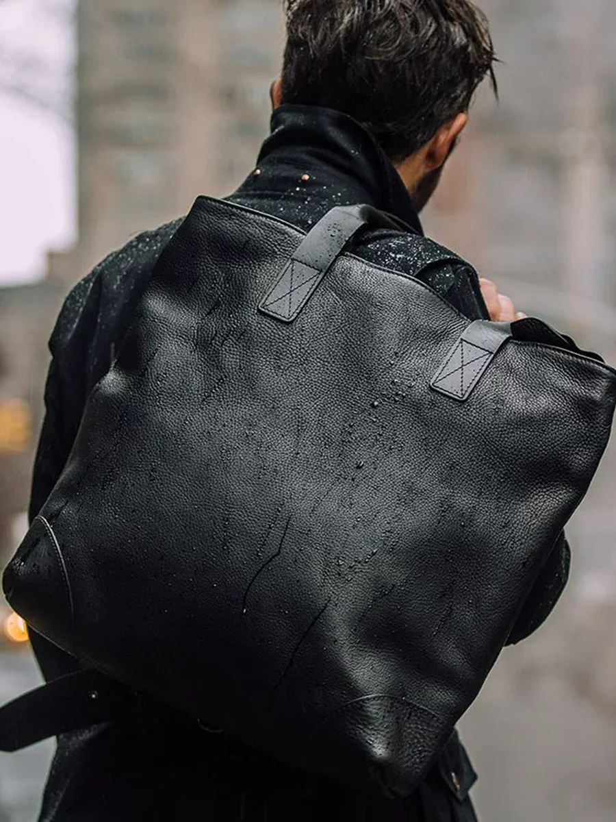 Top-Grain Leather Zip Tote