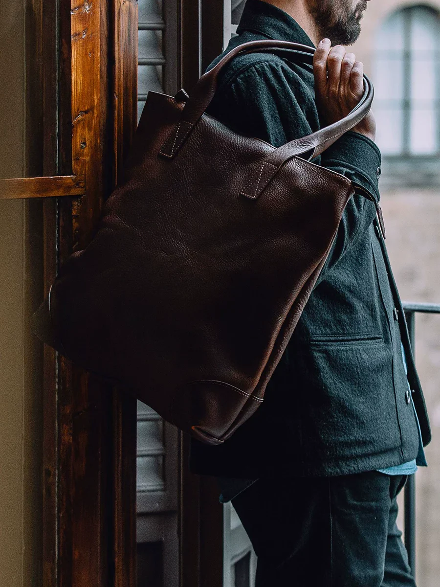 Top-Grain Leather Zip Tote - Image 4