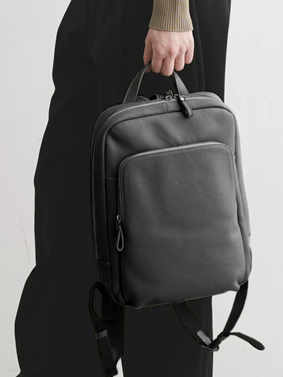 Top-Grain Pebble-Grain Leather Backpack - Image 2
