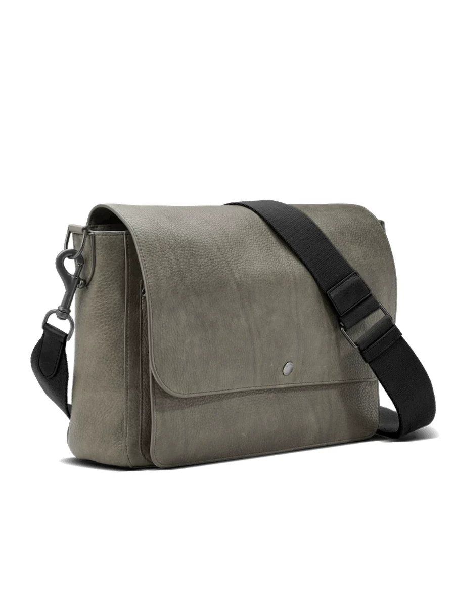Top-Grain Pebbled Leather Flap Messenger Bag - Image 3