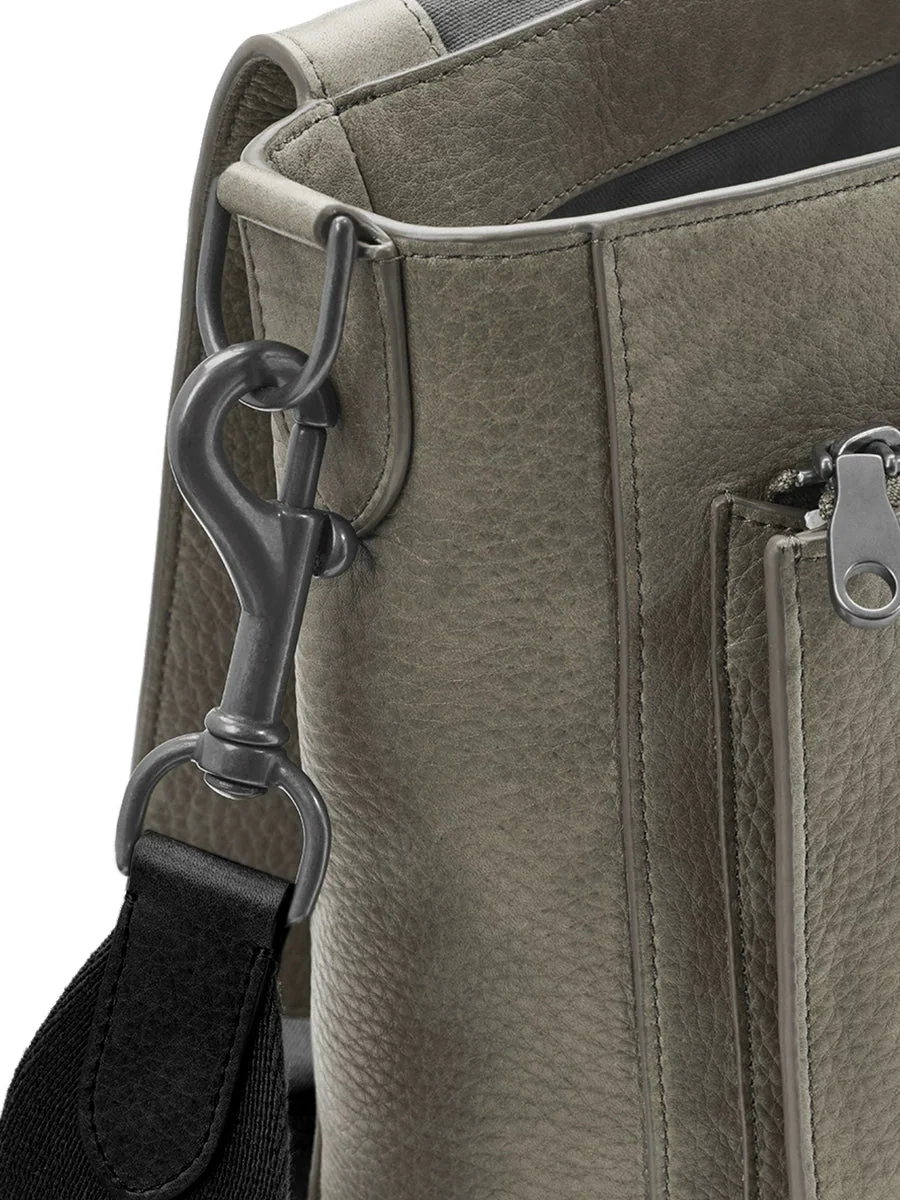 Top-Grain Pebbled Leather Flap Messenger Bag - Image 5