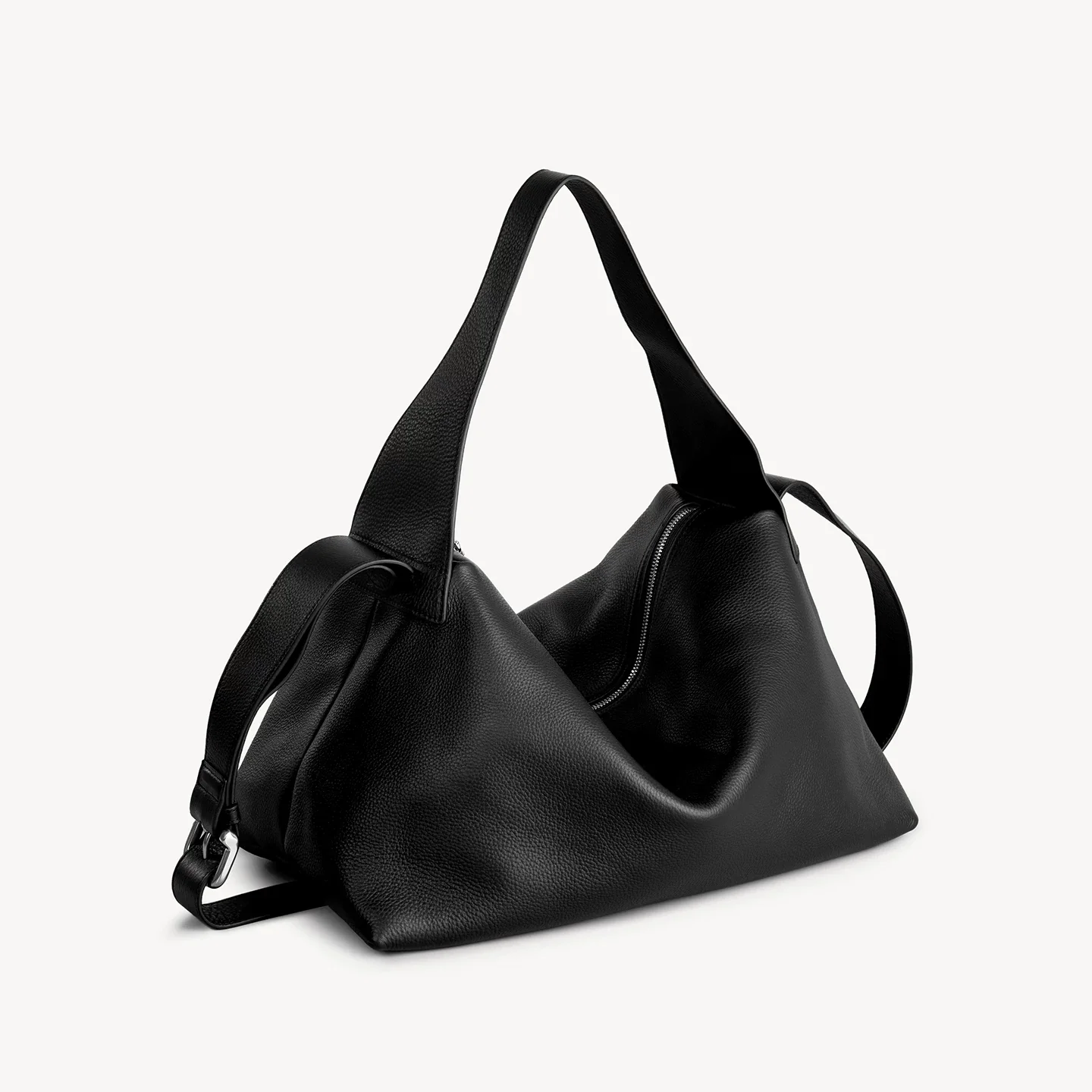 Top-Grain Pebbled Leather Hobo Bag - Image 11