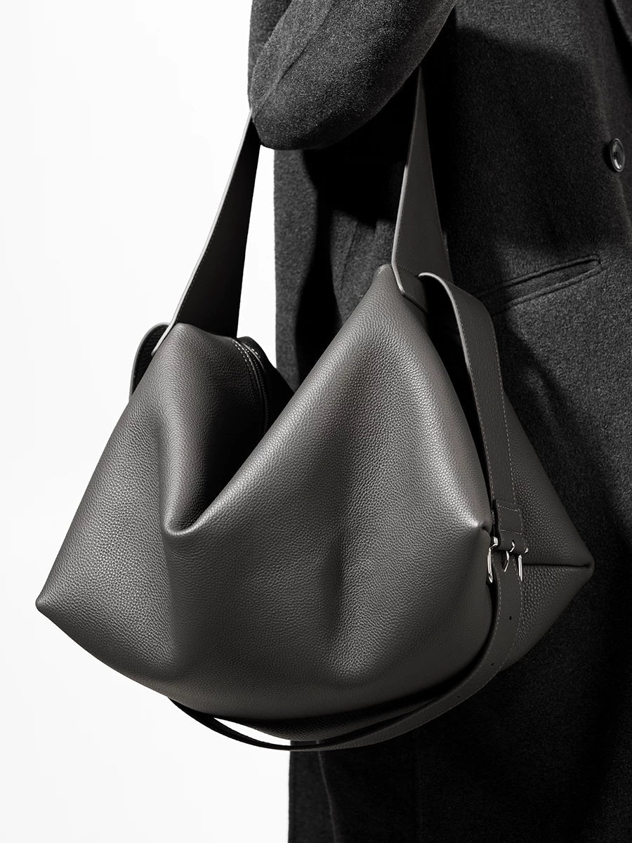 Top-Grain Pebbled Leather Hobo Bag - Image 3