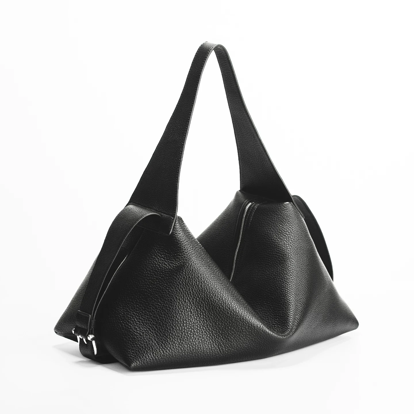 Top-Grain Pebbled Leather Hobo Bag - Image 8