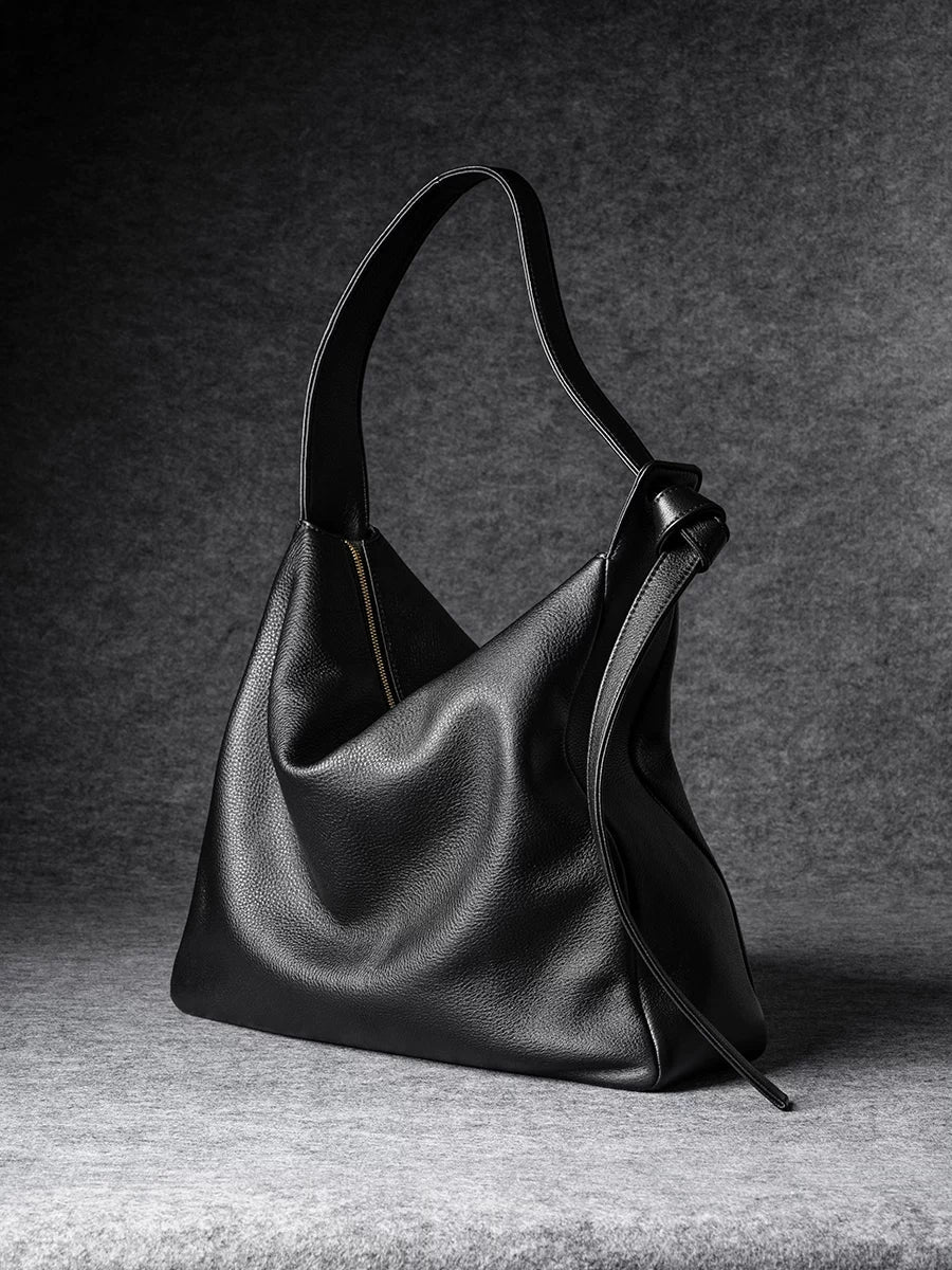 Top-Grain Pebbled Leather Hobo Tote - Image 3