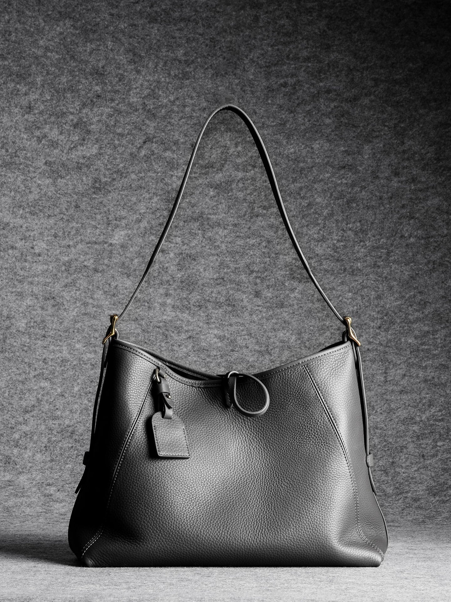 Top-Grain Pebbled Leather Shoulder Bag