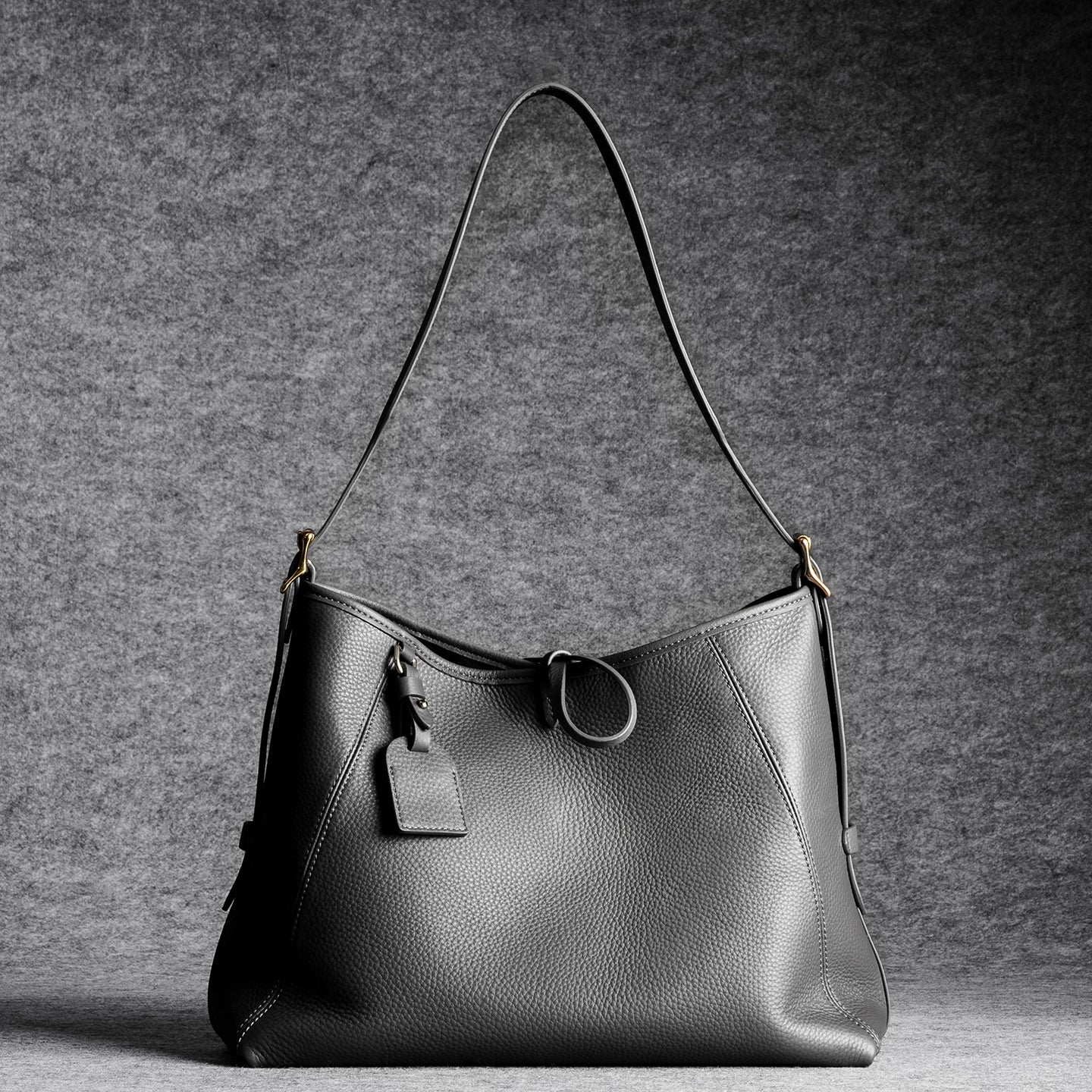 Top-Grain Pebbled Leather Shoulder Bag - Image 6