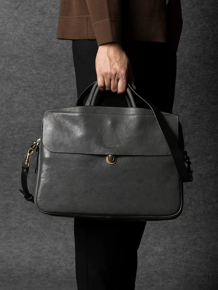 Top-Grain Vegetable-Tanned Leather Briefcase - Image 3