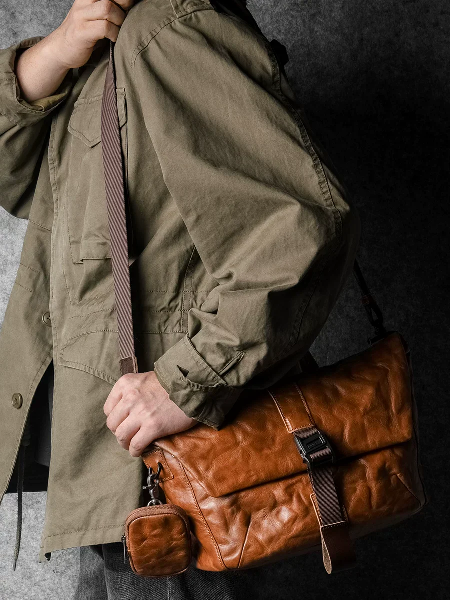 Top-Grain Vegetable-Tanned Leather Camera Messenger Bag - Image 2