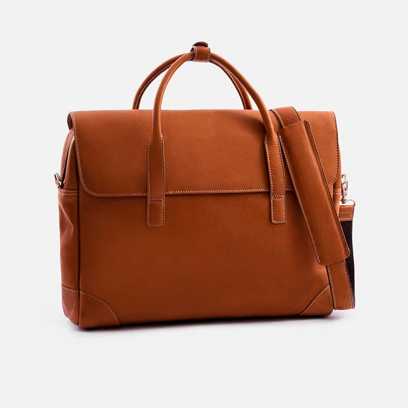Top-Grain Vegetable-Tanned Leather Flap Briefcase - Image 6