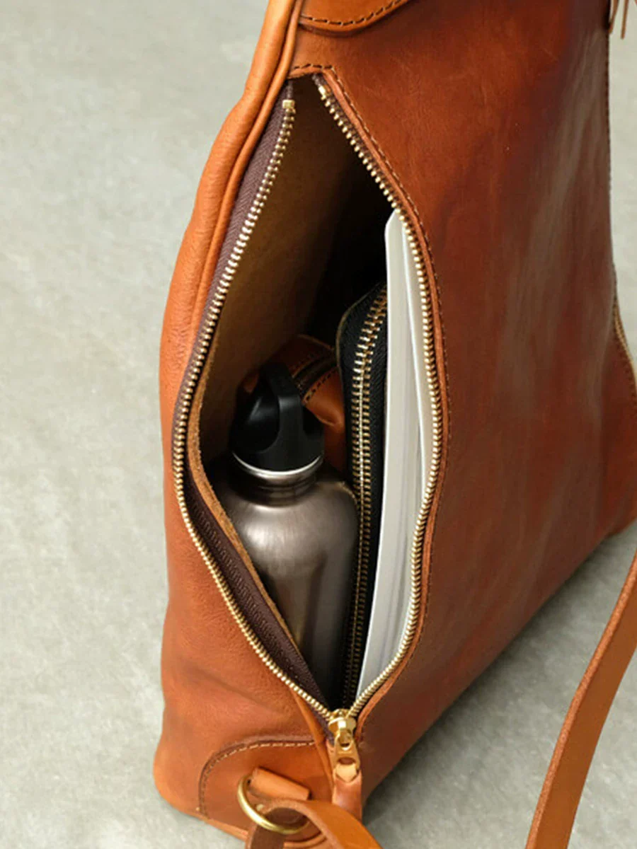 Top-Grain Vegetable-Tanned Leather Laptop Backpack - Image 5