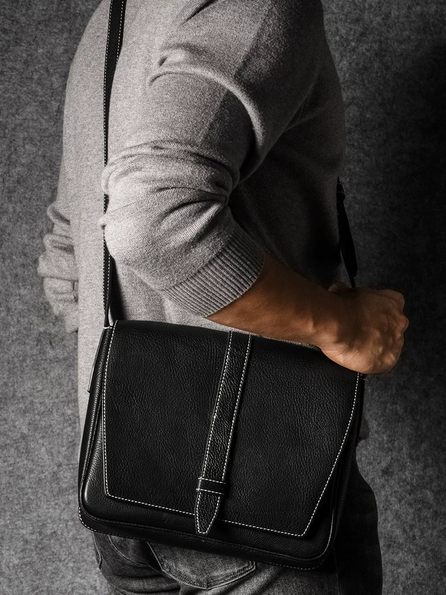 Top-Grain Vegetable-Tanned Leather Messenger Bag - Image 4