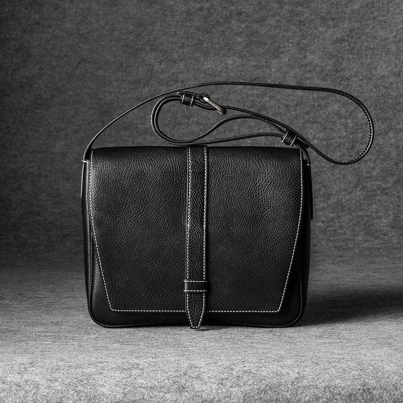 Top-Grain Vegetable-Tanned Leather Messenger Bag - Image 7