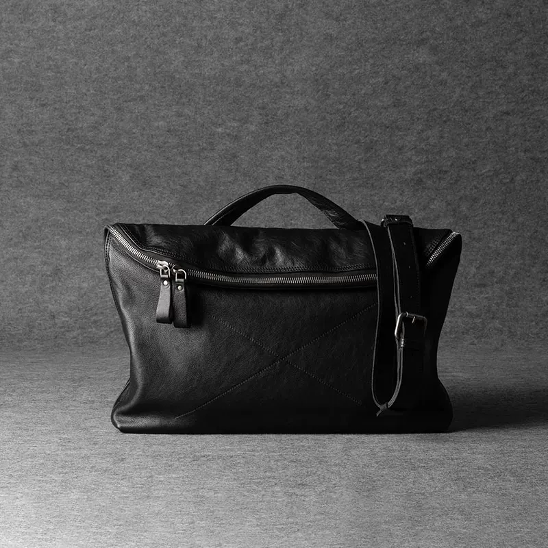 Top-Grain Vegetable-Tanned Leather Messenger Bag - Image 11