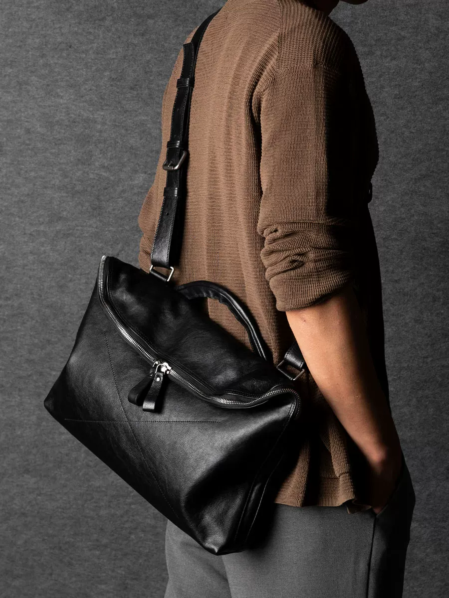 Top-Grain Vegetable-Tanned Leather Messenger Bag - Image 3