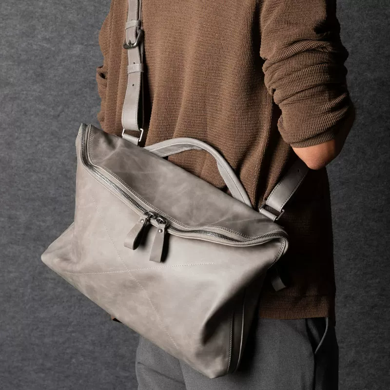 Top-Grain Vegetable-Tanned Leather Messenger Bag - Image 7