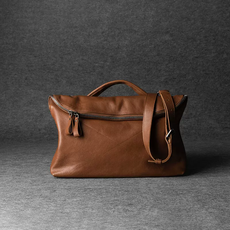 Top-Grain Vegetable-Tanned Leather Messenger Bag - Image 9