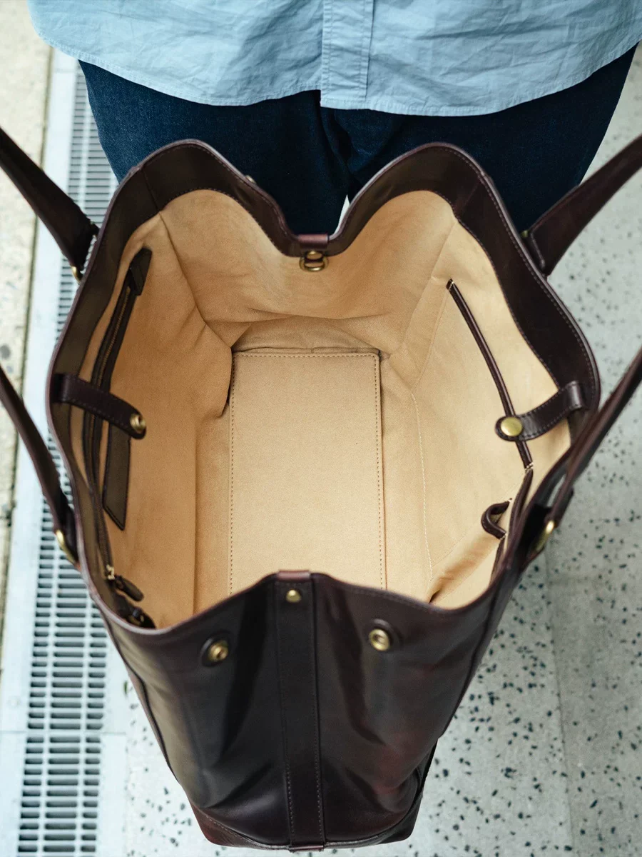 Top-Grain Vegetable-Tanned Leather Tote - Image 4