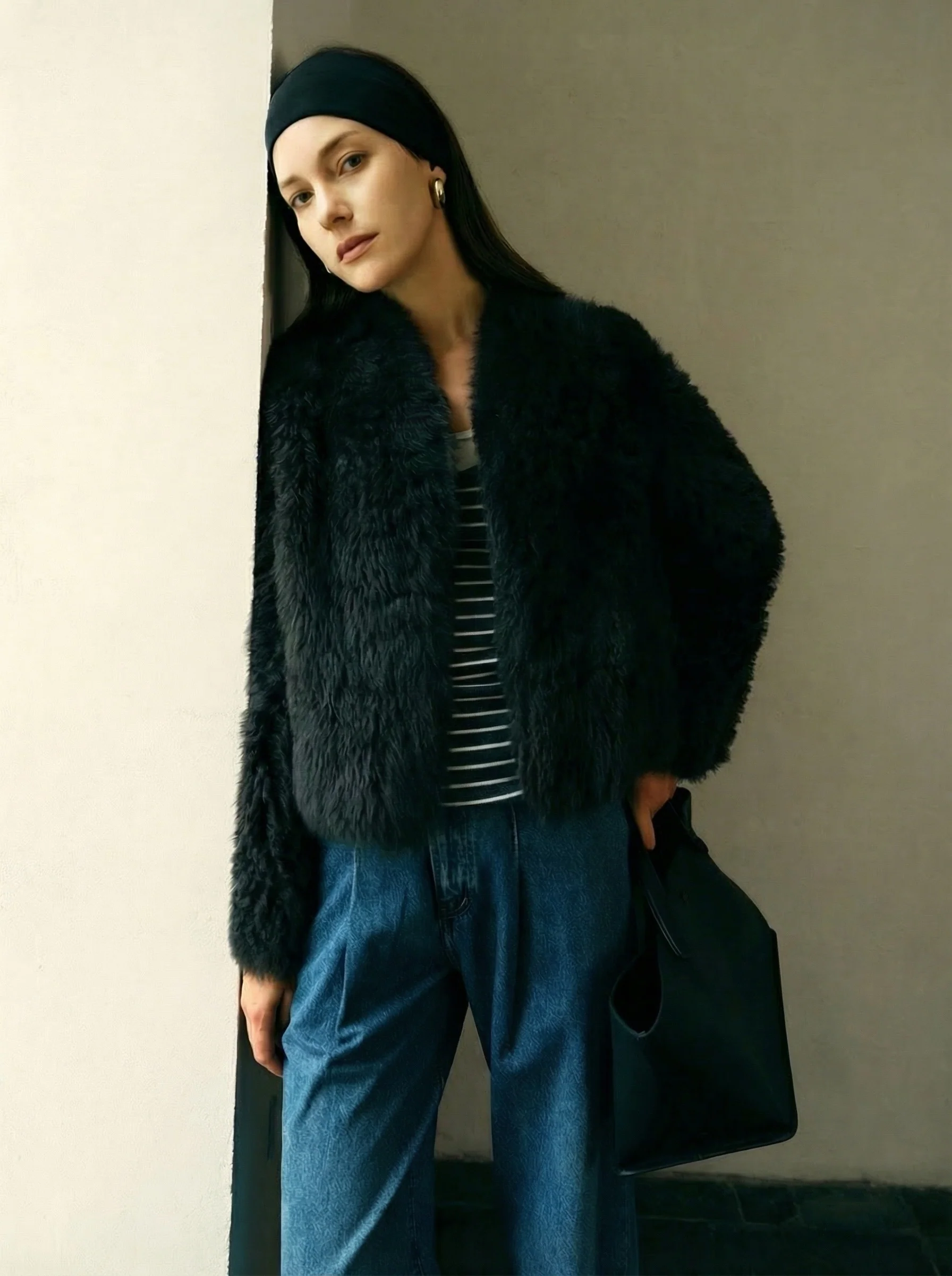 Toscana Shearling Cropped Jacket - Image 6