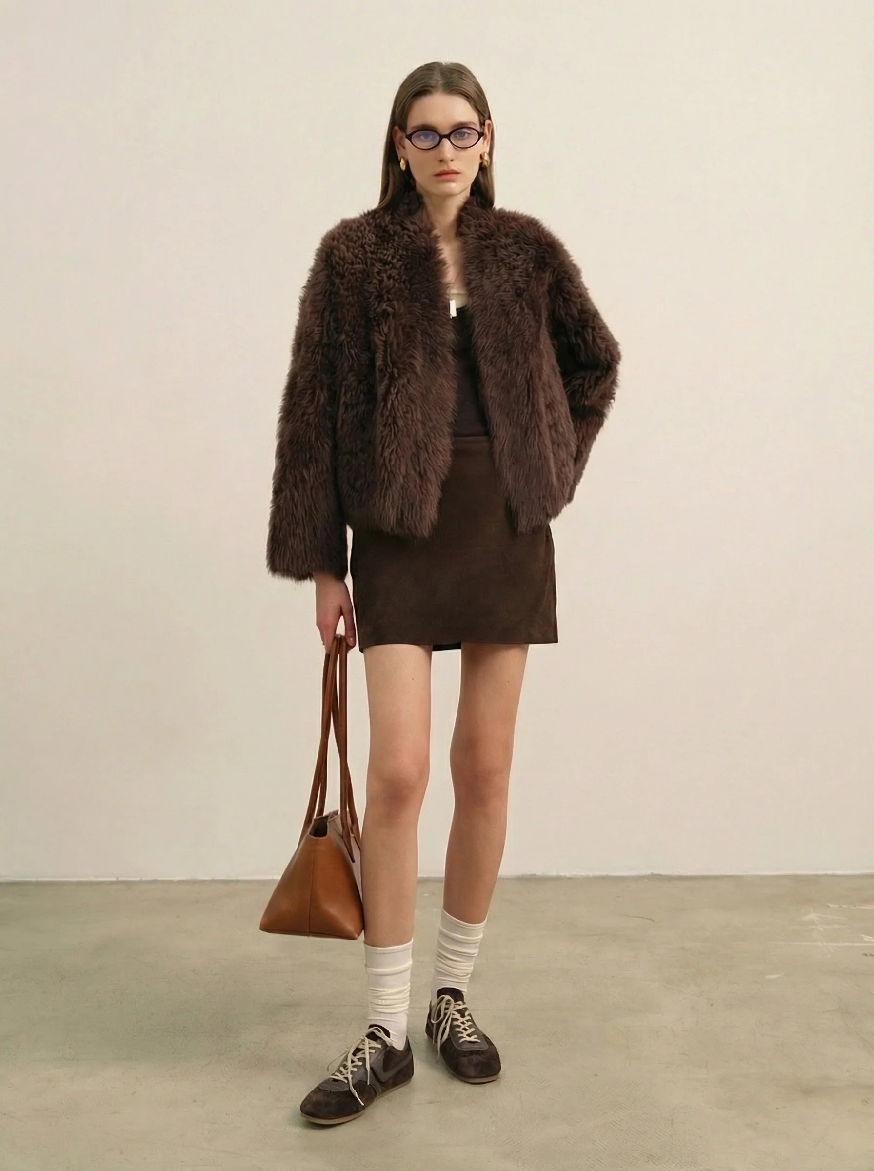 Toscana Shearling Cropped Jacket - Image 8