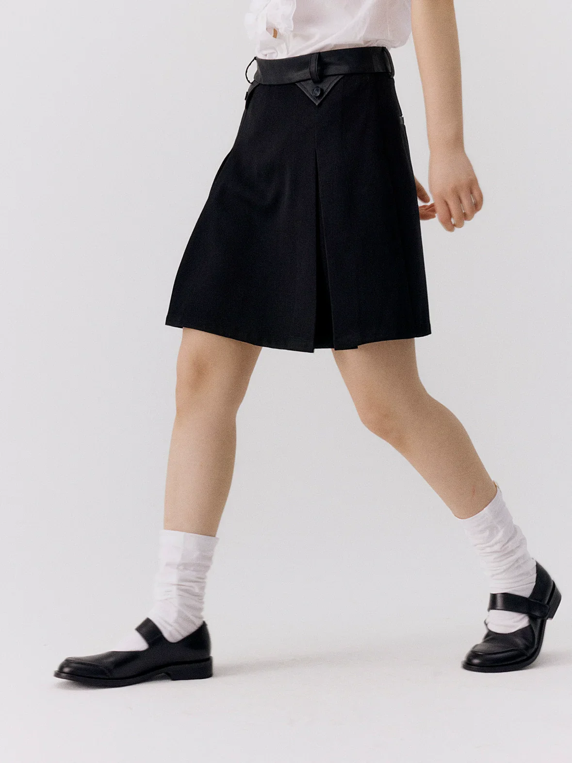 Triangle Patchwork Leather Skirt