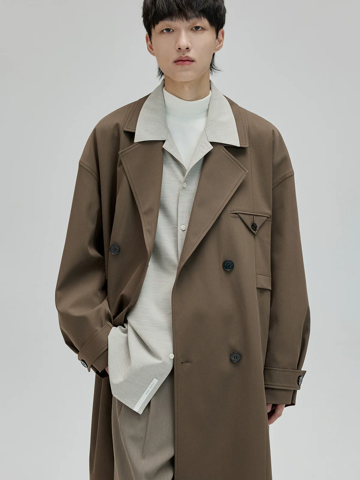 Triangular-Flap Double-Breasted Overcoat - Image 2