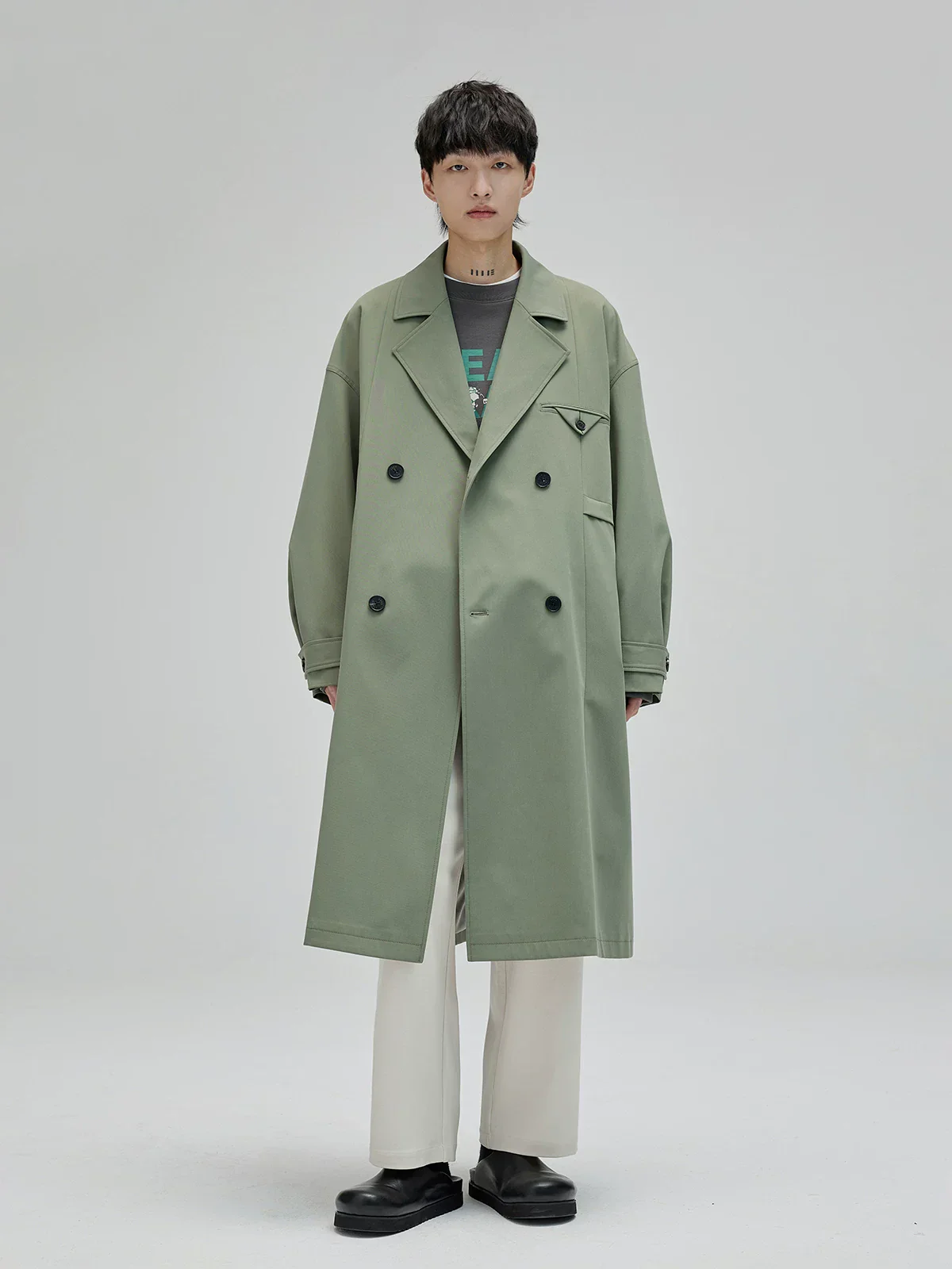 Triangular-Flap Double-Breasted Overcoat - Image 3