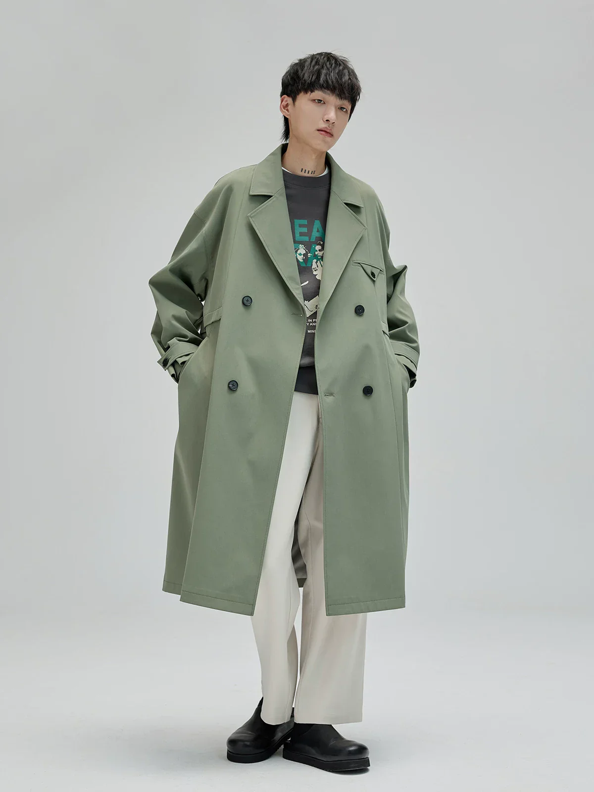 Triangular-Flap Double-Breasted Overcoat - Image 5