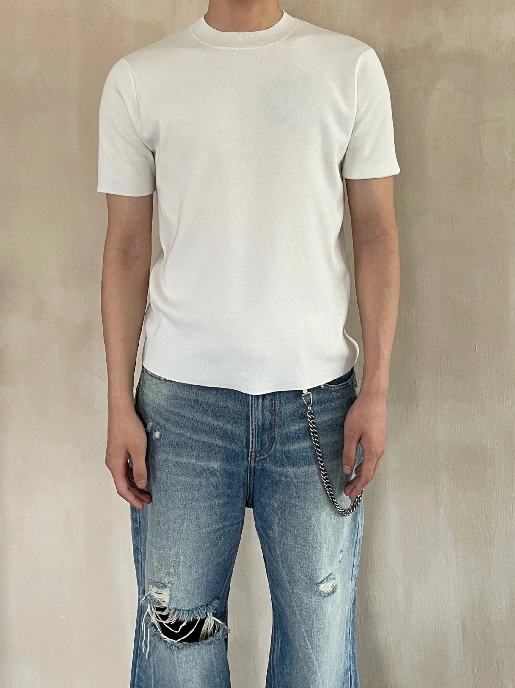 Tricolor Tencel Wool Knit Tee - Image 12