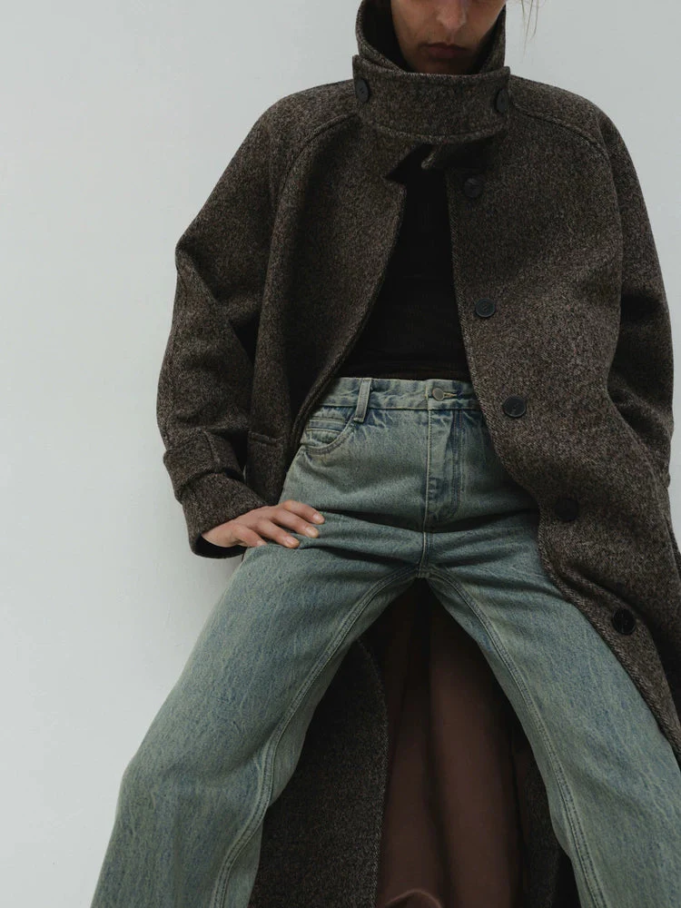 Tweed Stand-Collar Coat - Image 3