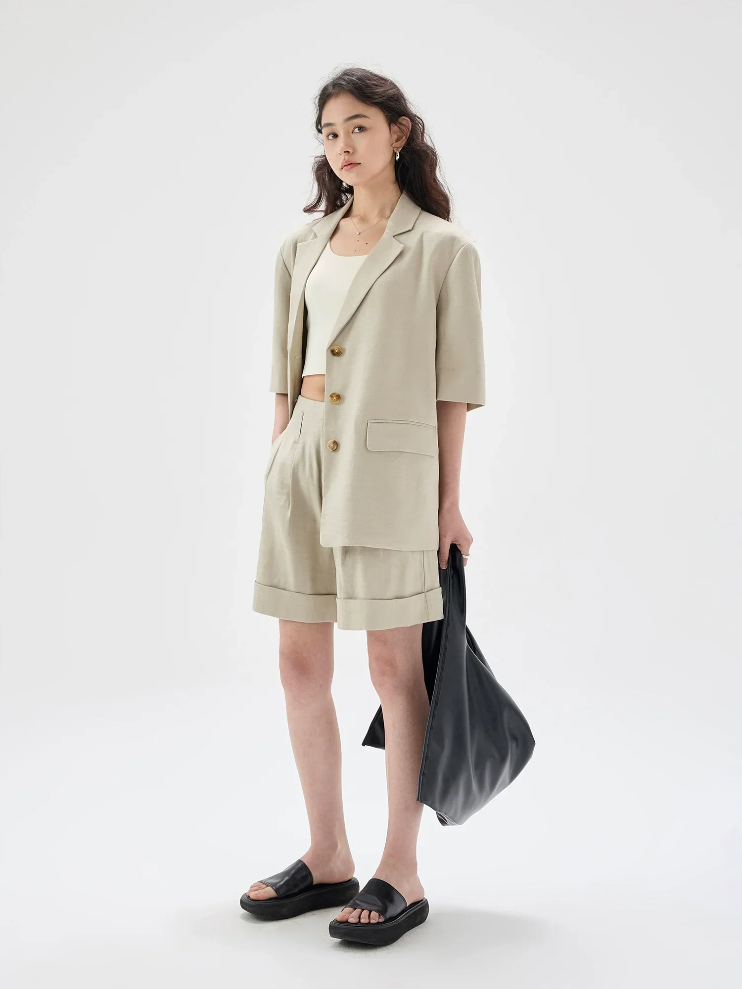 Twill Texture Short-Sleeved Suit - Image 2