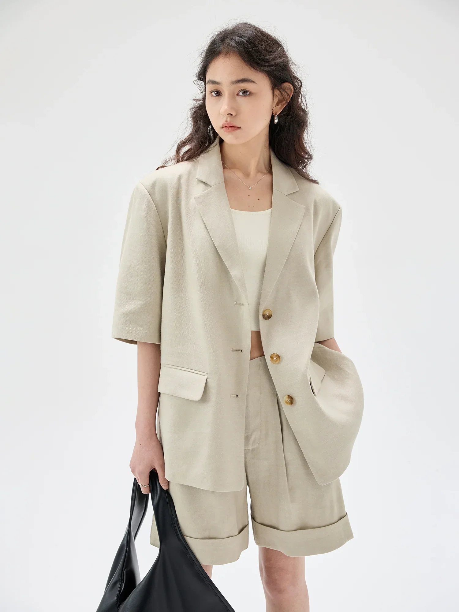 Twill Texture Short-Sleeved Suit - Image 3