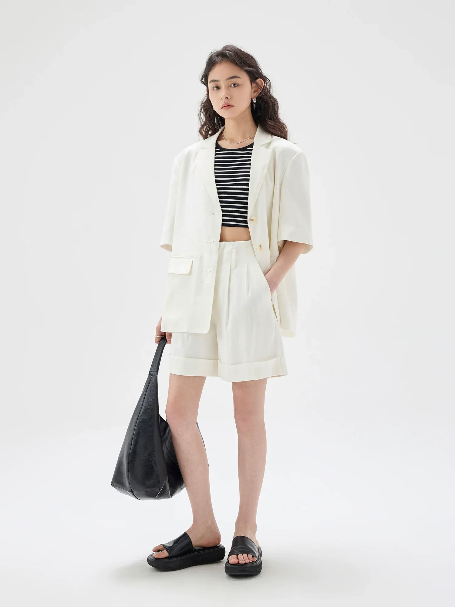 Twill Texture Short-Sleeved Suit - Image 4