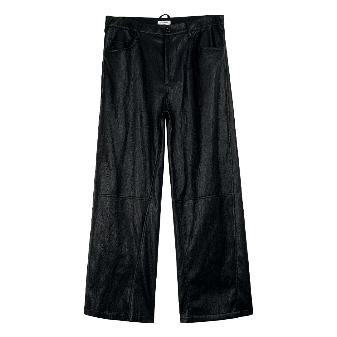 Twist-Seam Faux Leather Wide-Leg Trousers - Image 6