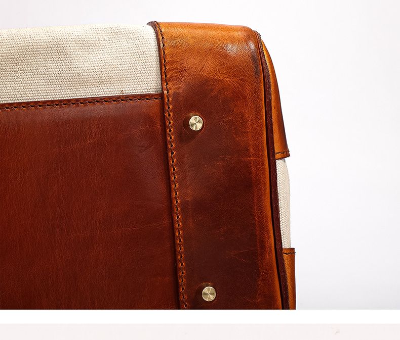 Two-Tone Canvas and Leather Handbag - Image 14