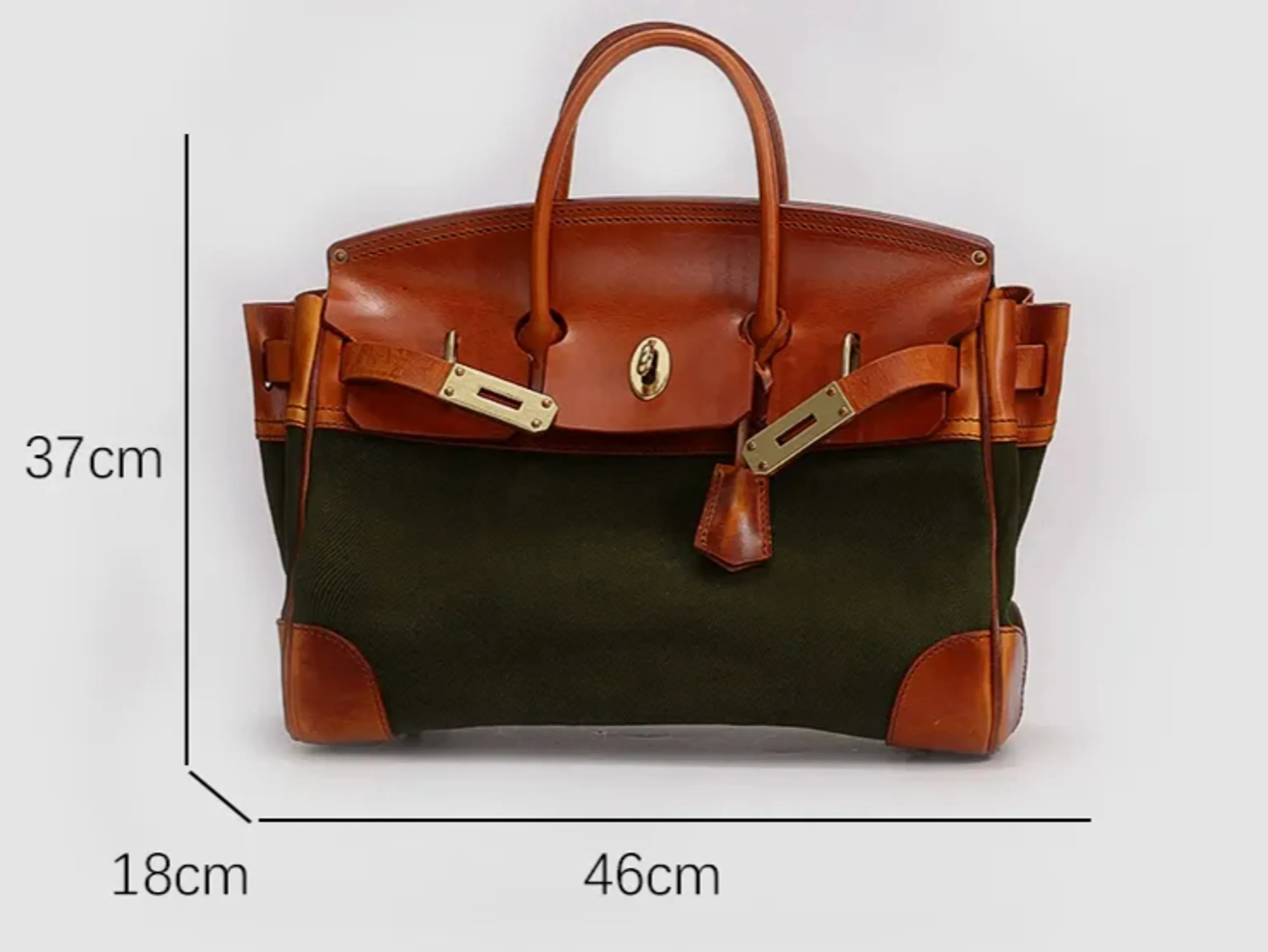 Two-Tone Canvas and Leather Handbag - Image 20