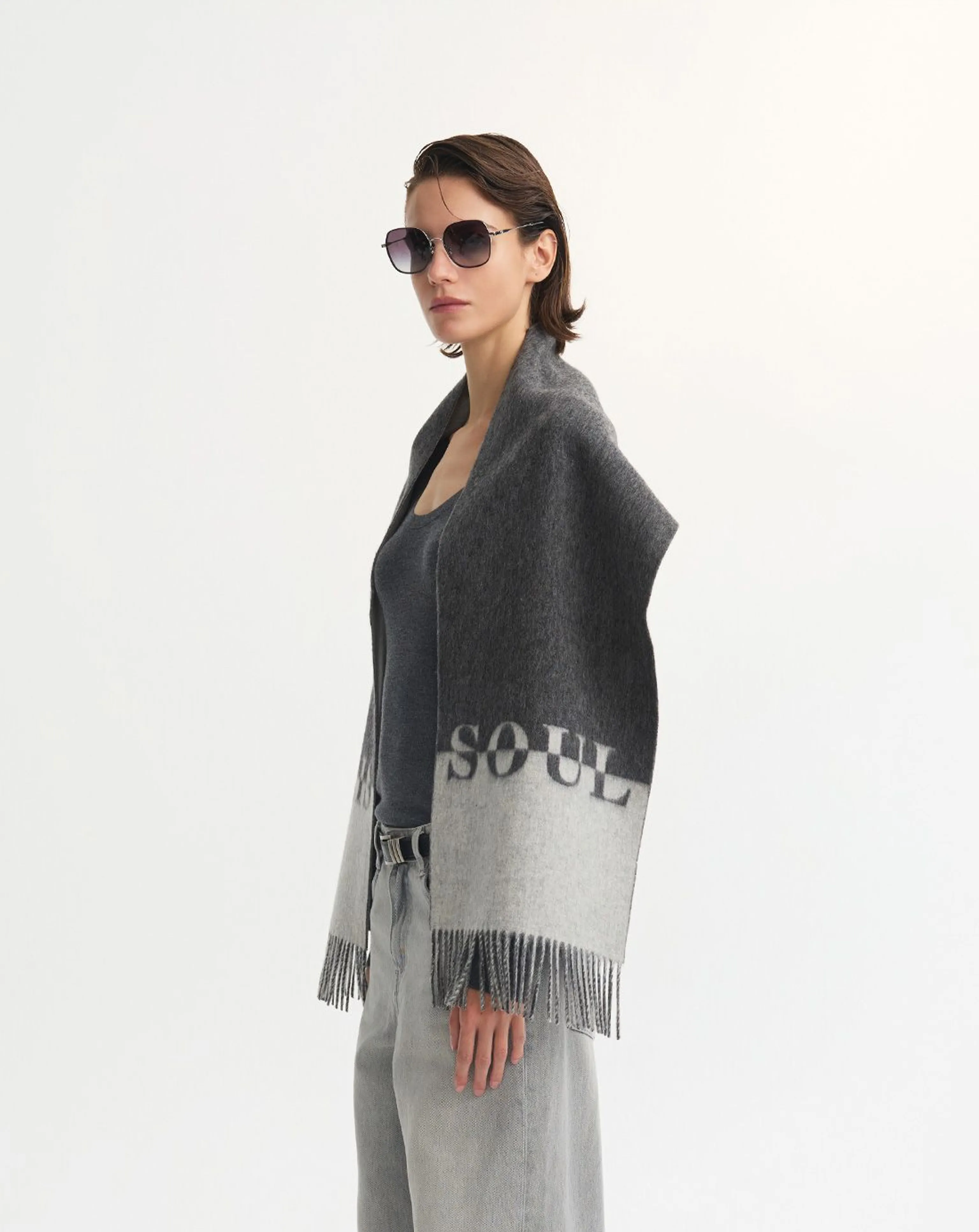 Two-Tone Lambswool Jacquard Scarf - Image 6