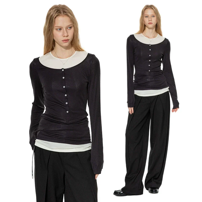 Two-tone Long Sleeve Top - Image 3
