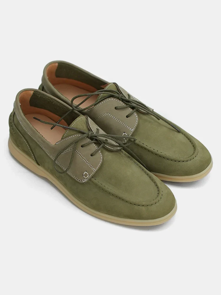 Two-Tone Nubuck Moc-Toe Boat Shoes - Image 5