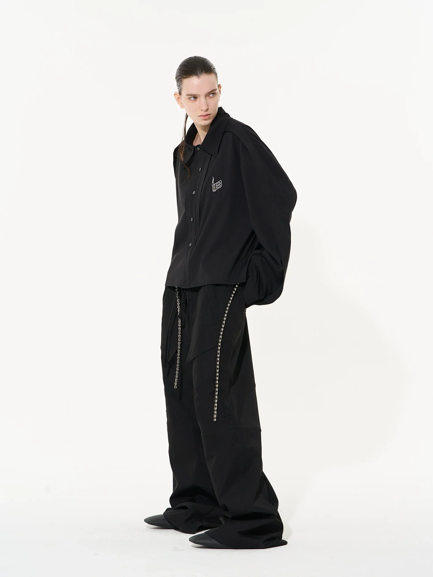 Two-Tone Oversized Button-Down Shirt - Image 3