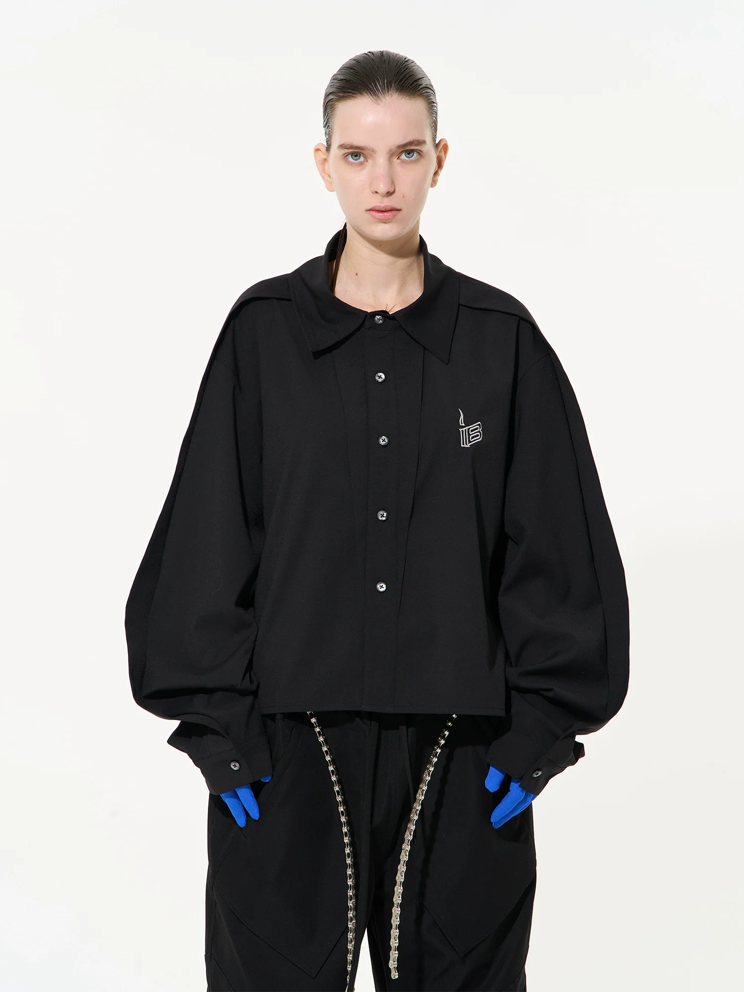 Two-Tone Oversized Button-Down Shirt - Image 5