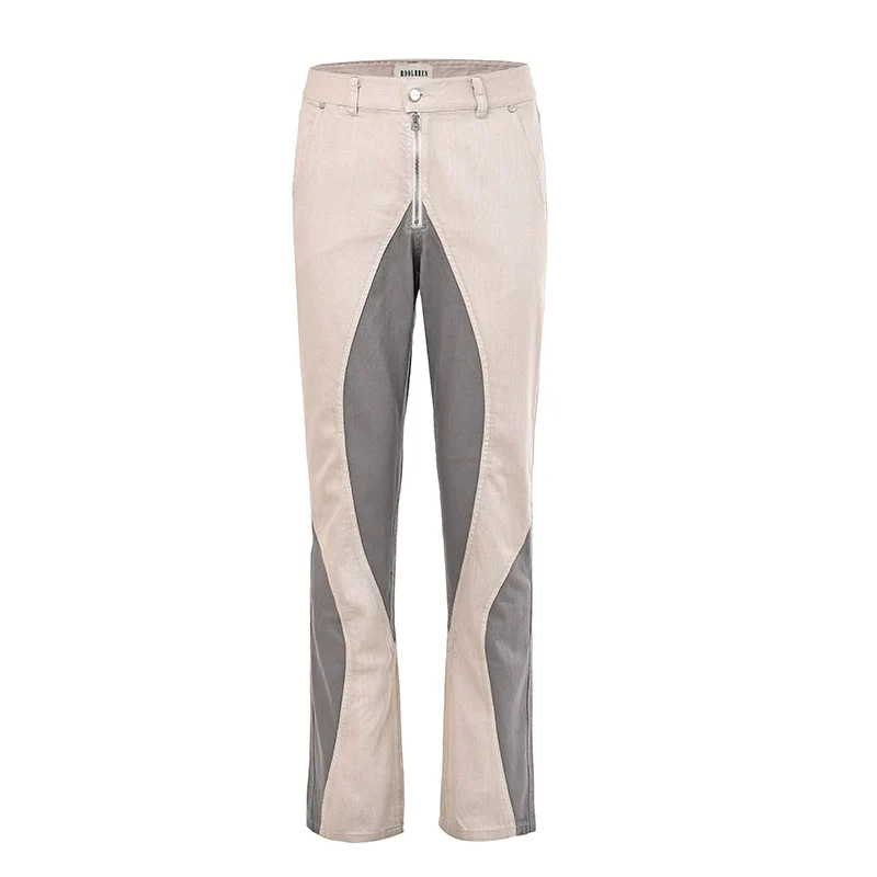 Two-Tone Panel Denim Pants - Image 4