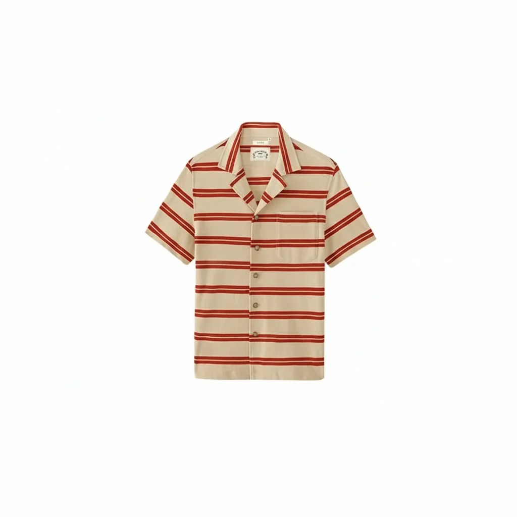 Two-Tone Striped Cuban Collar Shirt - Image 3