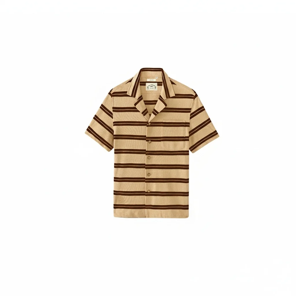 Two-Tone Striped Cuban Collar Shirt - Image 4