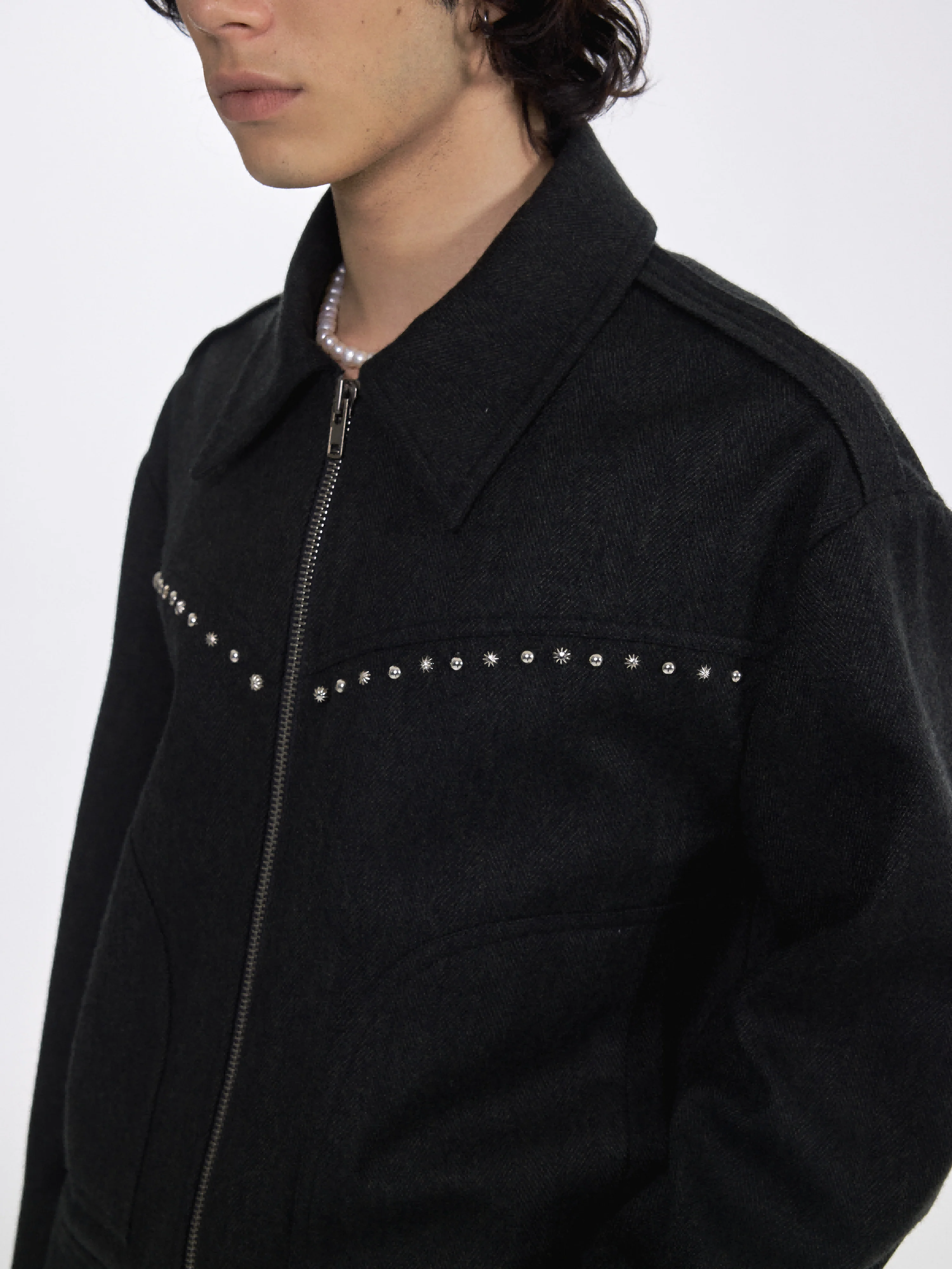 Two-Tone Wool Cropped Jacket - Image 10