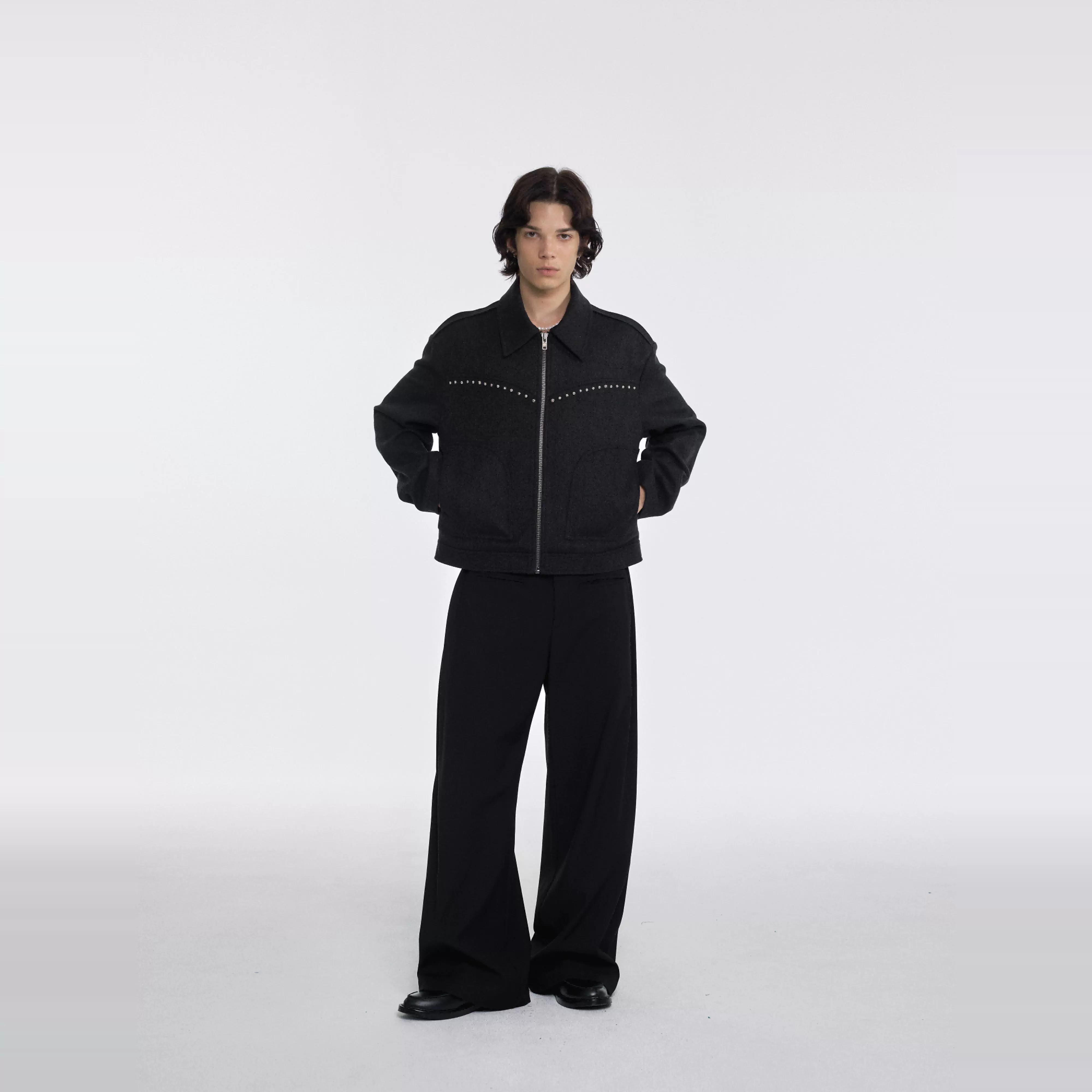 Two-Tone Wool Cropped Jacket - Image 3